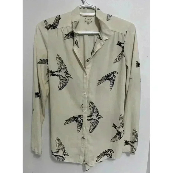 Wilfred Tops - Aritzia Top Wilfred Women’s XXS Long Sleeve Birds Button Down Cream